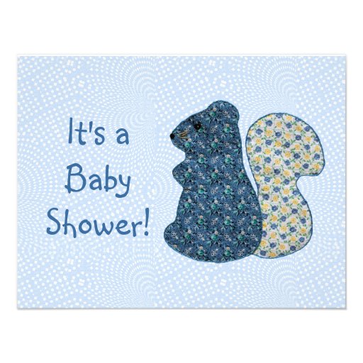 Cute Country Style Blue Squirrel Baby Shower Invitations