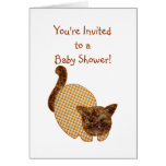 Cute Country Style Yellow Cat Baby Shower Card