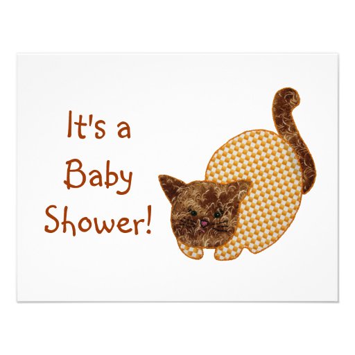 Cute Country Style Yellow Cat Baby Shower Custom Invites