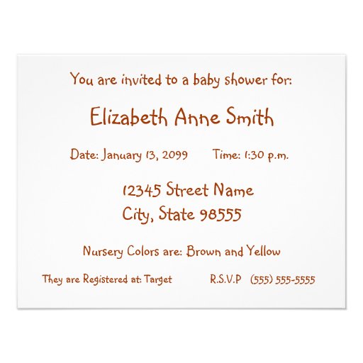 Cute Country Style Yellow Cat Baby Shower Custom Invites