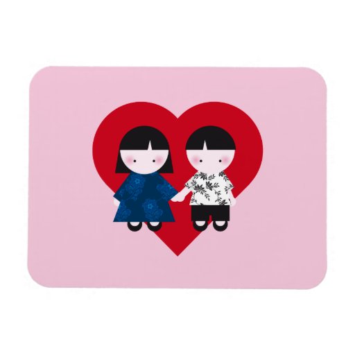 Cute couple flexible magnets