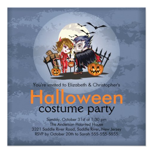 Cute Couple Halloween Costume Party Invitation (front side)