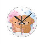 Cute Couple Teddy Bears Love Hug Wall Clock