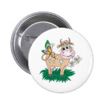 cute cow and butterfly button