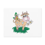 cute cow and butterfly postcard
