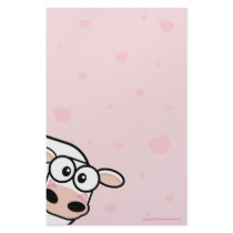Cute Cow and Love Hearts on Pink stationery