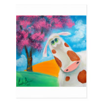 Cute cow folk art painting Gordon Bruce postcards