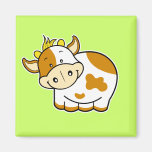 Cute cow magnet green