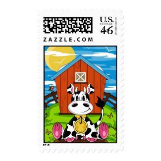 Cute Cow on the Farm Stamp stamp