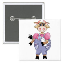 Cute Cow Pinback Buttons