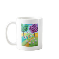 CUTE COW SHEEP FOLK ART MUG
