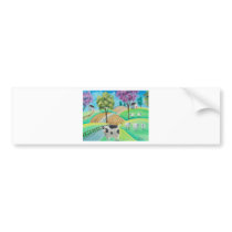 CUTE COW SHEEP FOLK ART PAINTING BUMPER STICKER