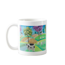CUTE COW SHEEP FOLK ART PAINTING COFFEE MUGS