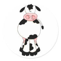 Cute Cow Round Sticker