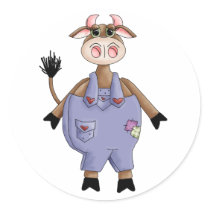 Cute Cow Round Stickers