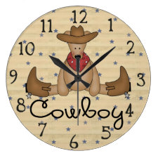 Cute Cowboy Bear Large Wall Clock