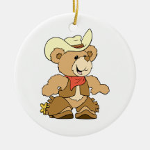 Cute Cowboy Rancher Bear Christmas Tree Ornaments