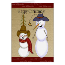 Cute Cowboy Snowman Christmas Cards