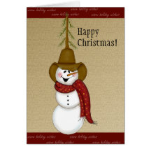 Cute Cowboy Snowman Christmas Cards