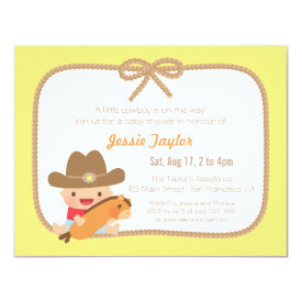 Cute Cowboy Western Themed Baby Shower Invitations
