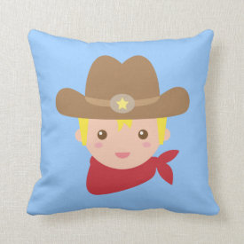 Cute Cowboy with Hat for Boys Bedroom Pillows