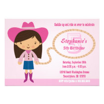 Cute cowgirl lasso girl's birthday party invite