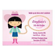 Cute cowgirl lasso girl's birthday party invite