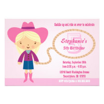 Cute cowgirl lasso girl's birthday party invite