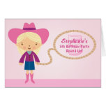 Cute cowgirl lasso girl's birthday party invite cards