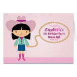 Cute cowgirl lasso girl's birthday party invite cards