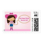 Cute cowgirl lasso girl's birthday party stamps stamps