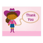 Cute cowgirl lasso girl's thank you postcard postcards