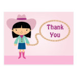 Cute cowgirl lasso girl's thank you postcard postcards