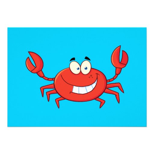 Cute Crab Cartoon Custom Invitation