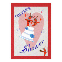 Cute Crawfish (Lobster) Couple's Shower Invitation