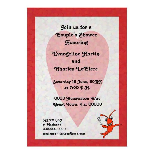 Cute Crawfish (Lobster) Couple's Shower Invitation