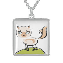Cute cream colored  cat personalized necklace