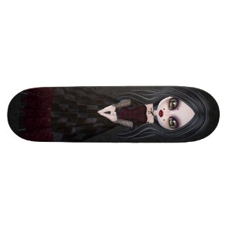 Cute & Creepy Little Goth Girl Black Skateboard zazzle_skateboard