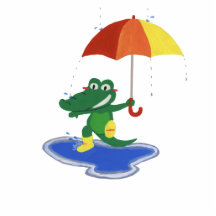 Cute crocodile under the rain photo cutout