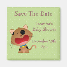 Cute Crying Kitten Save The Date Baby Shower Fridge Magnets