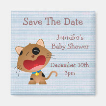 Cute Crying Kitten Save The Date Baby Shower Fridge Magnets