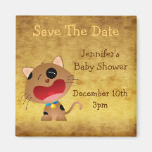 Cute Crying Kitten Save The Date Baby Shower Fridge Magnets
