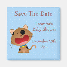 Cute Crying Kitten Save The Date Baby Shower Magnets