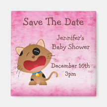 Cute Crying Kitten Save The Date Baby Shower Refrigerator Magnets