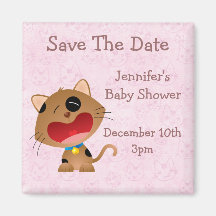 Cute Crying Kitten Save The Date Baby Shower Fridge Magnet