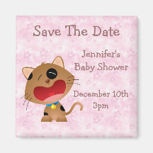 Cute Crying Kitten Save The Date Baby Shower Refrigerator Magnets