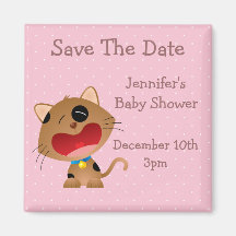 Cute Crying Kitten Save The Date Baby Shower Magnet