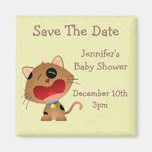 Cute Crying Kitten Save The Date Baby Shower Fridge Magnets