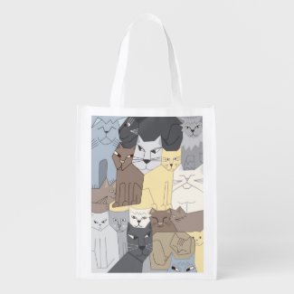 Cute Cubist Cats Reusable Grocery Bag