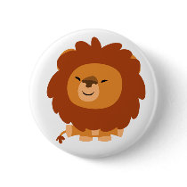Cute Cuddly Cartoon Lion Button Badge